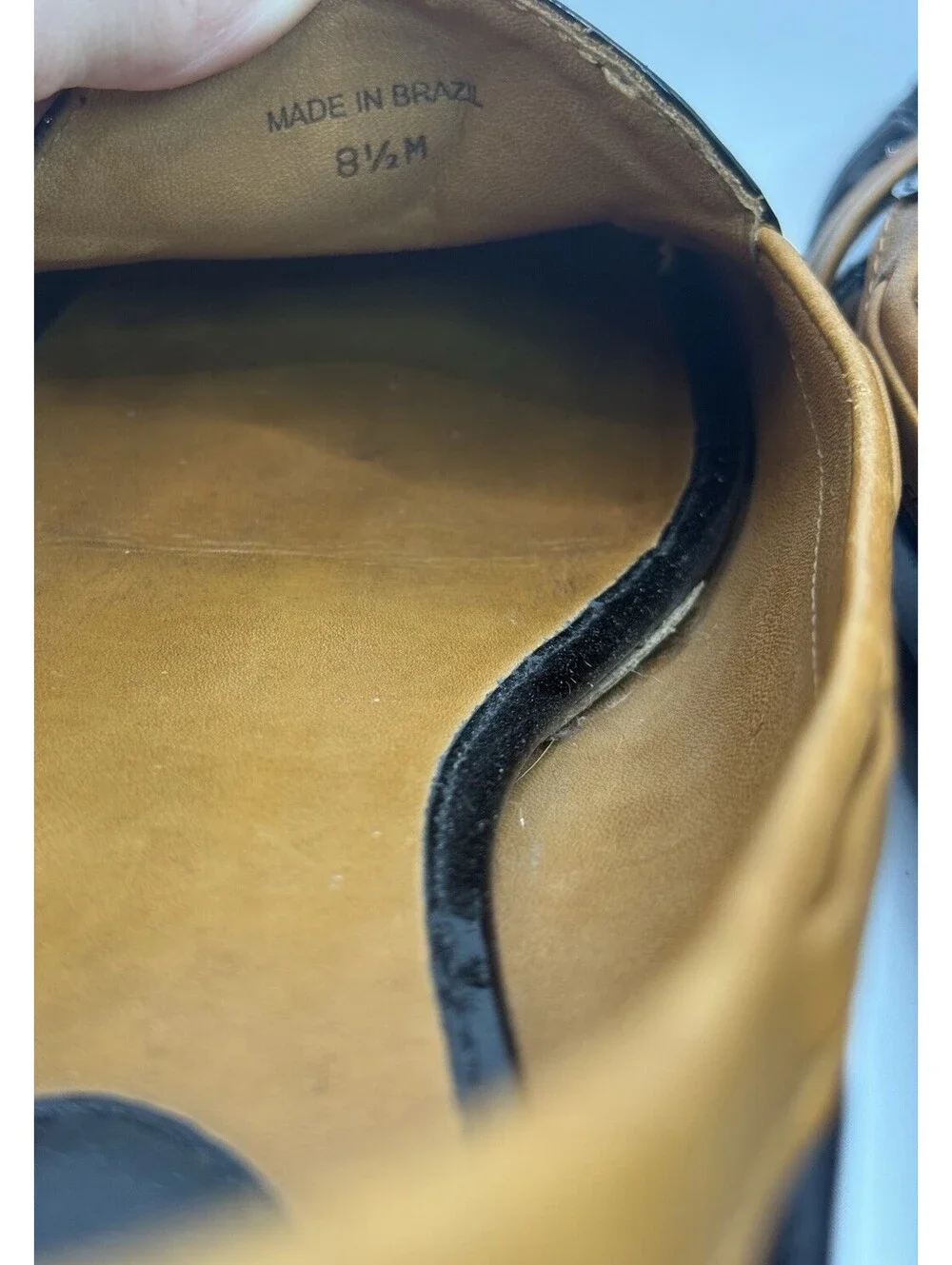 Kate Spade Black Patent Leather With Tan Leather Trim Moccasin Women Sz 8.5 US